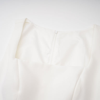 Kristveig White Cape Design Structured Mini Dress