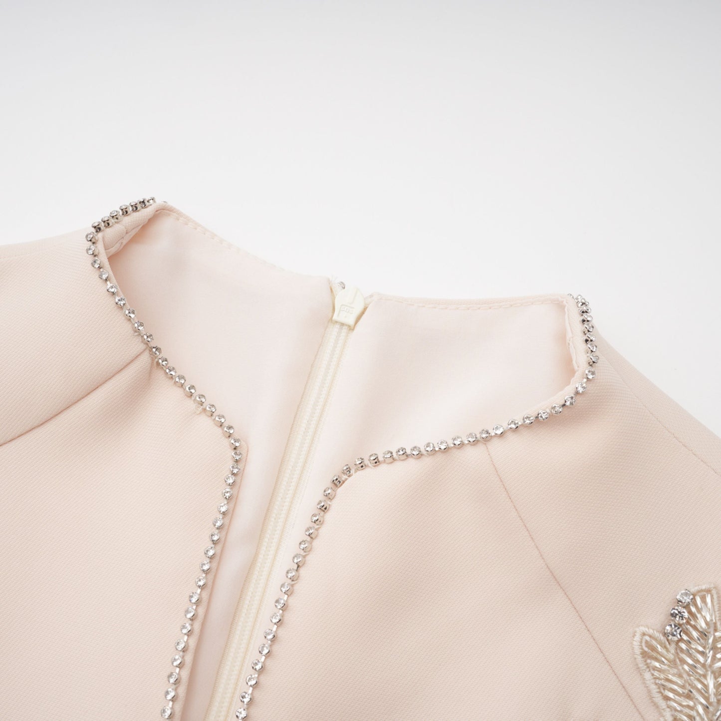 Quintella Neutral Floral Crystal Midi Dress