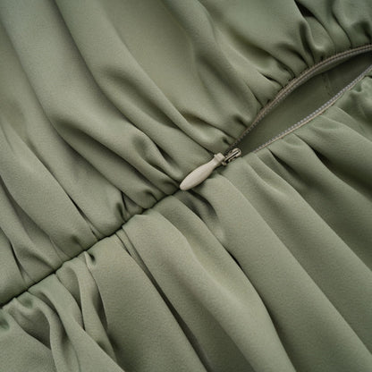 Benedetta Green One Shoulder Satin Maxi Dress