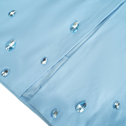 Meris Blue Crystal Embellished Maxi Gown