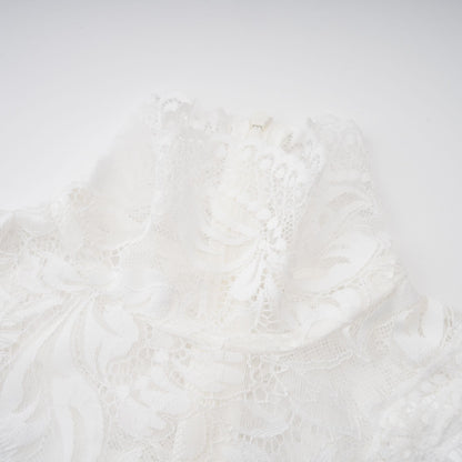 Airelle White Satin Panel Lace Maxi Dress