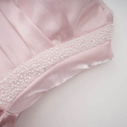 Charlotte Pembe Düşük Omuz Dantelli Maxi Elbise