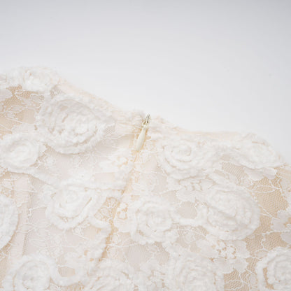 Oona White Floral Lace Pencil Midi Dress