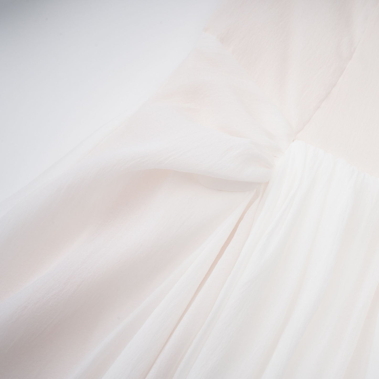 Gelsomina White Gathered Crepe Midi Dress