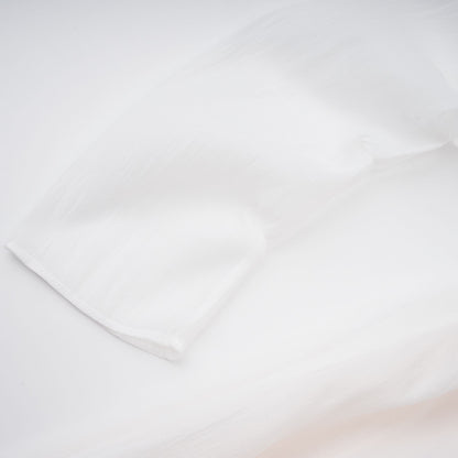 Gelsomina White Gathered Crepe Midi Dress