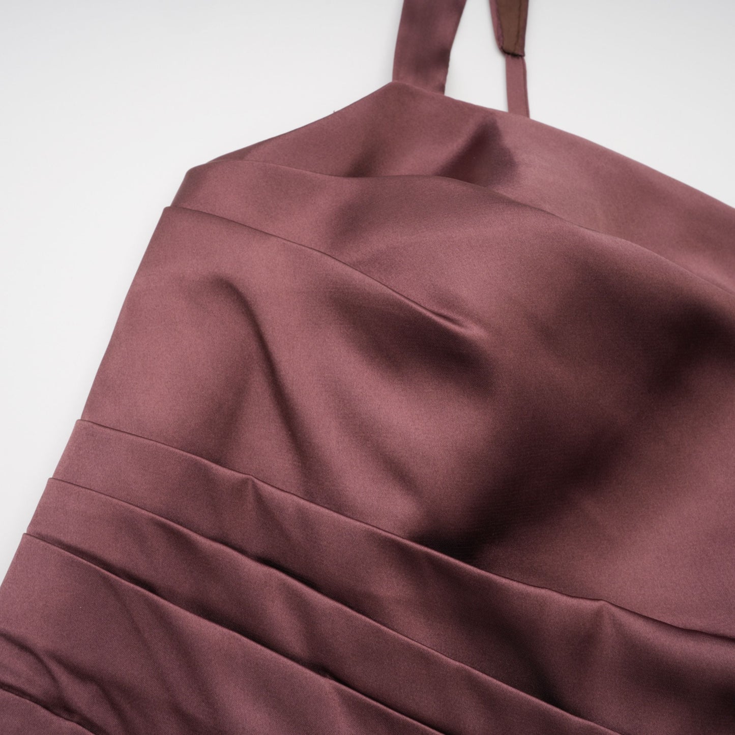 Inmaculada Brown Ruched Satin Maxi Dress (Without Gloves)