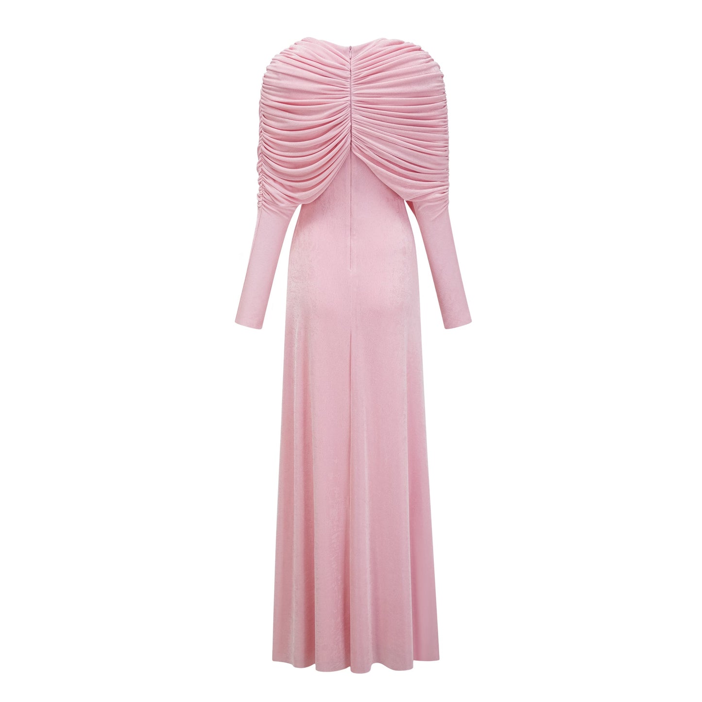 Moderne Pembe Şal Panelli Dantelli Maxi Elbise