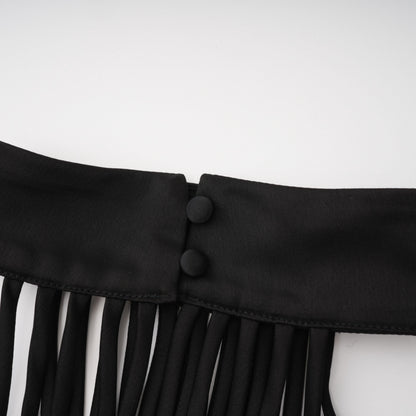 Ivona Black Halterneck Ribbon Design Mini Dress
