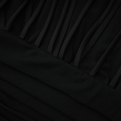 Ivona Black Halterneck Ribbon Design Mini Dress