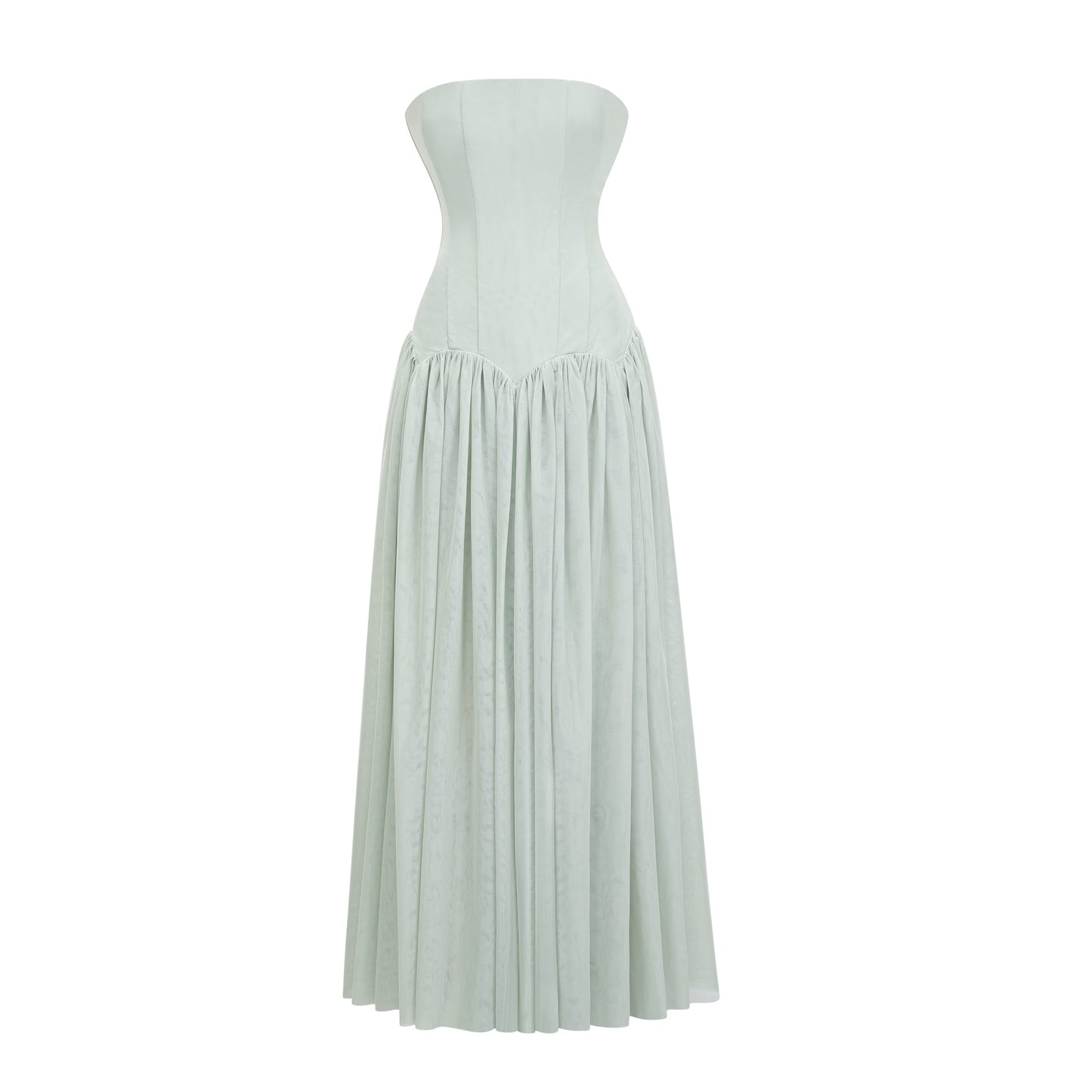 Salome Green Off Shoulder Pleated Maxi Dress