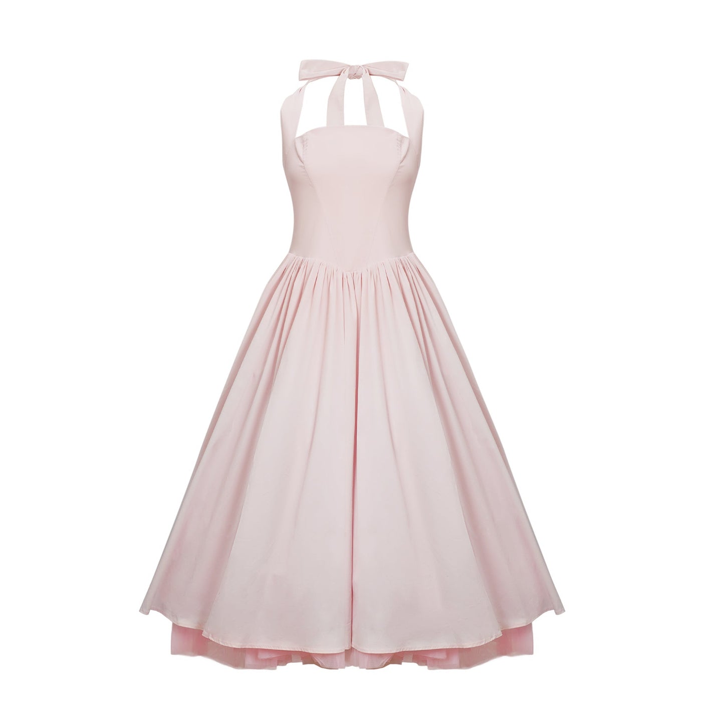 Eponine Pink Layered Flared Hem Midi Dress