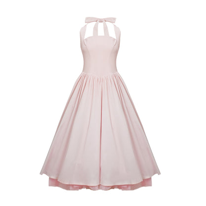 Eponine Pink Layered Flared Hem Midi Dress