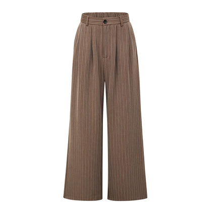 Clémence Brown Striped Trench Coat & Trousers Set