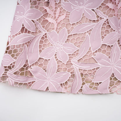 Vérane pink guipure-lace midi dress