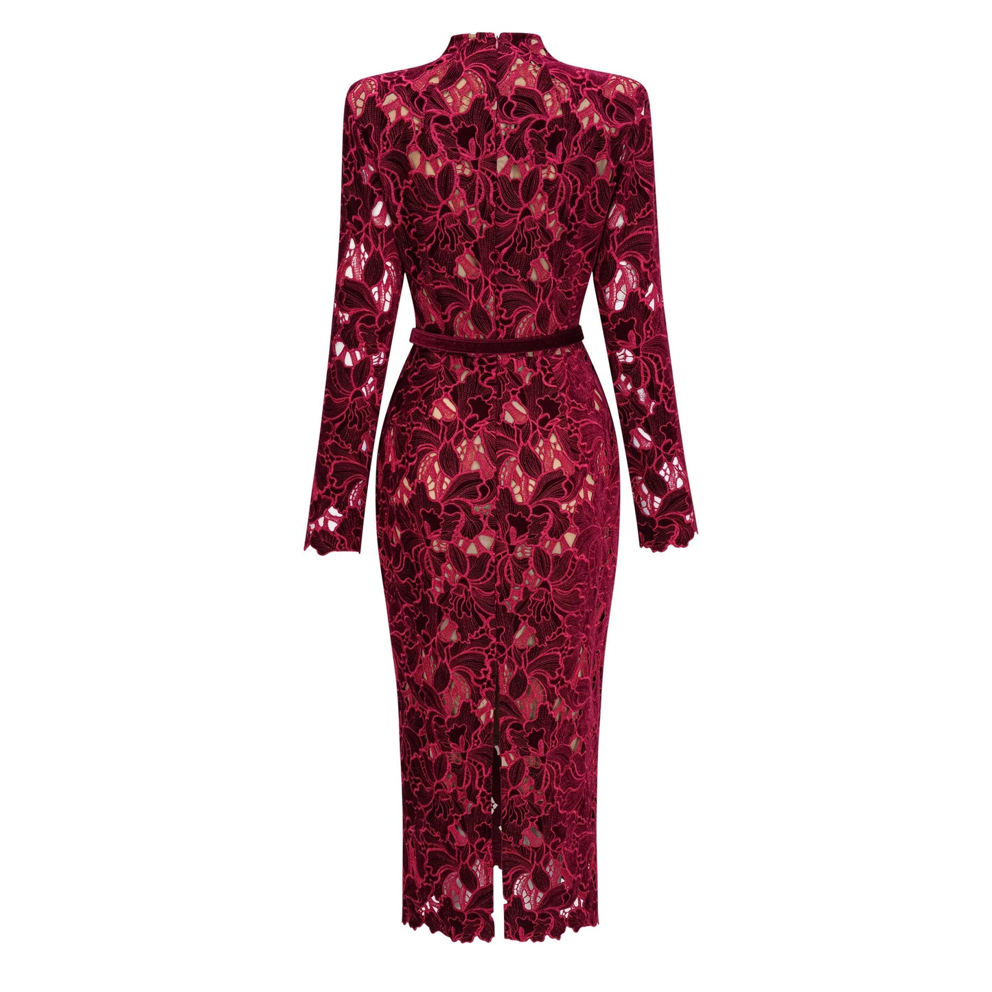 Hafdis Red Floral Embroidered Midi Dress