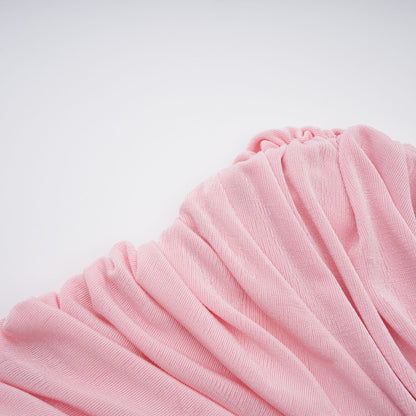 Moderne Pembe Şal Panelli Dantelli Maxi Elbise