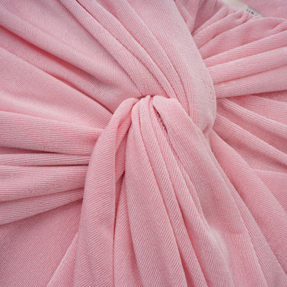 Moderne Pembe Şal Panelli Dantelli Maxi Elbise