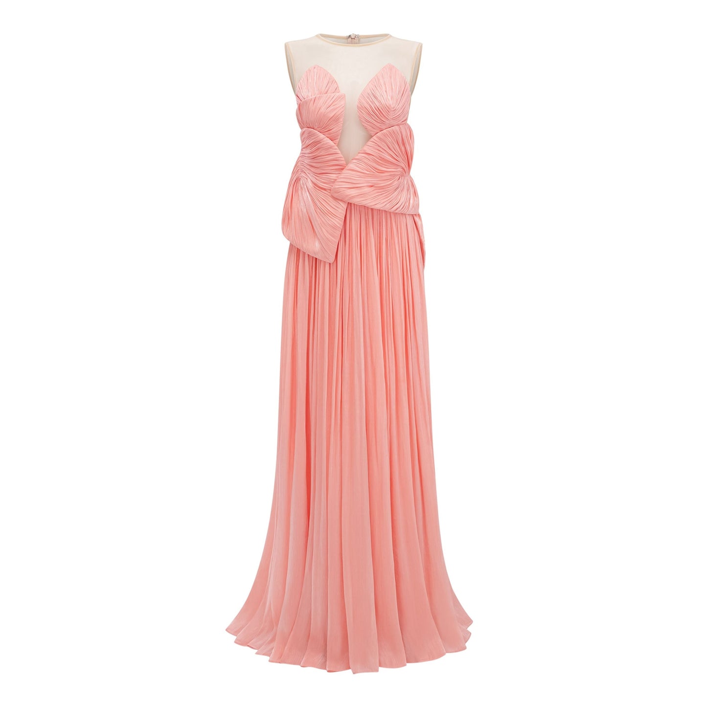 Dalila Pink Backless Asymmetrical Ruched Maxi Dress