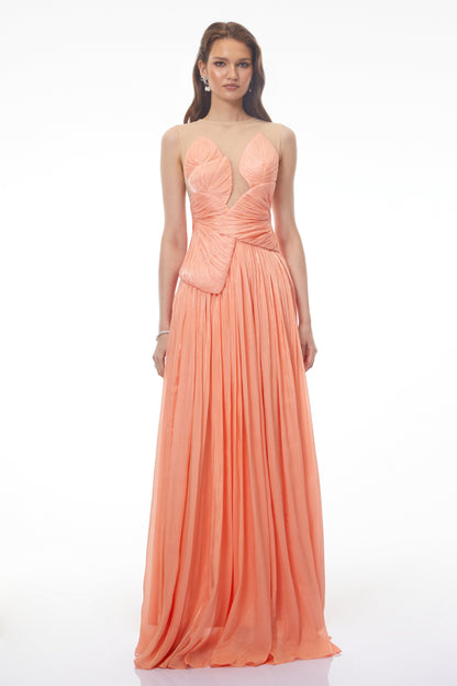 Dalila Pink Backless Asymmetrical Ruched Maxi Dress