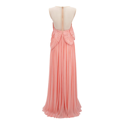Dalila Pink Backless Asymmetrical Ruched Maxi Dress