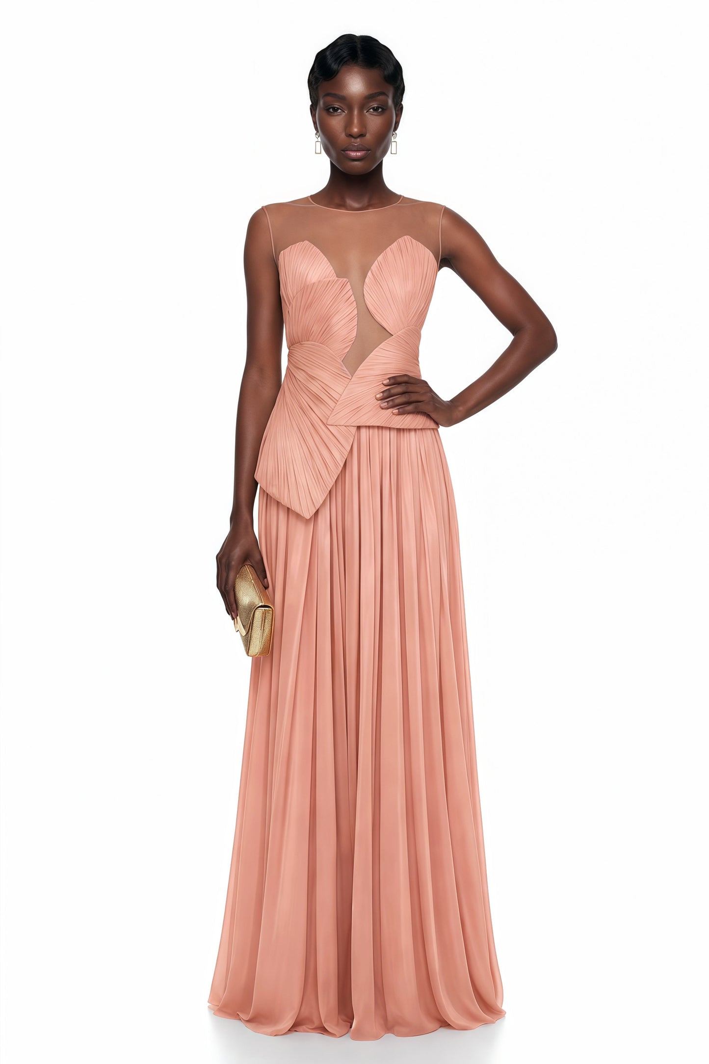 Dalila Pink Backless Asymmetrical Ruched Maxi Dress