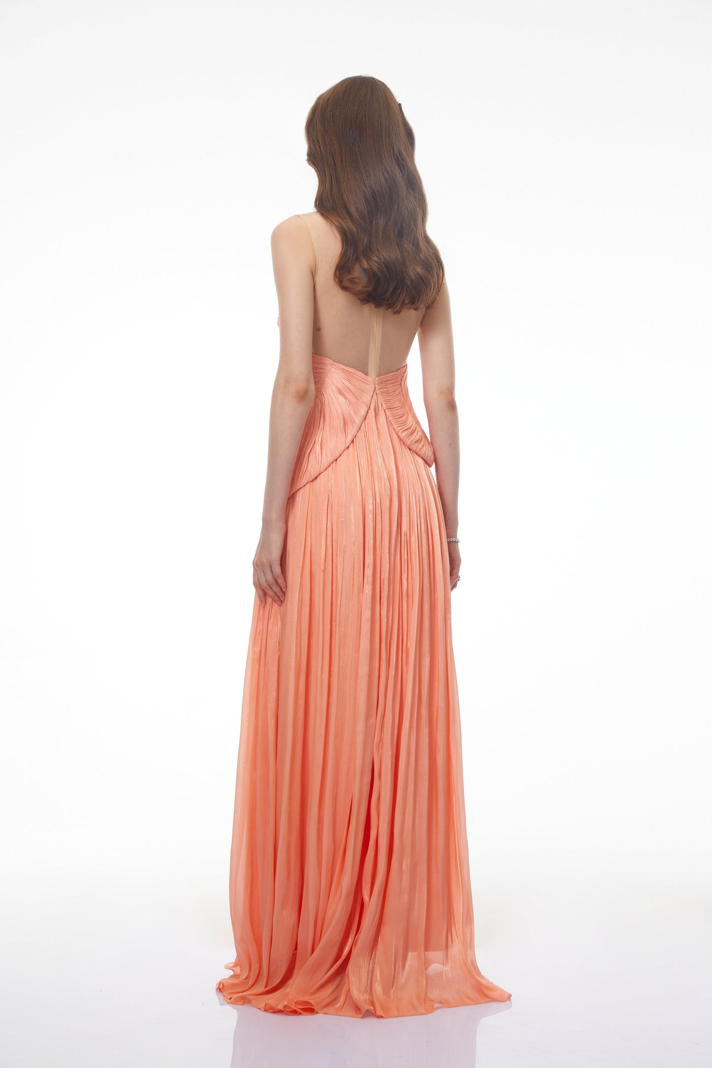 Dalila Pink Backless Asymmetrical Ruched Maxi Dress