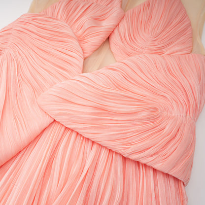 Dalila Pink Backless Asymmetrical Ruched Maxi Dress