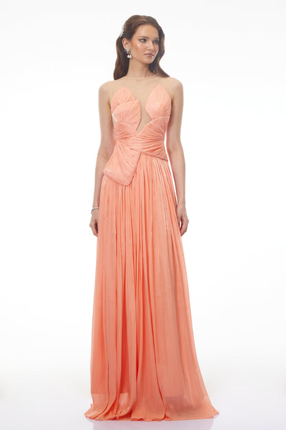 Dalila Pink Backless Asymmetrical Ruched Maxi Dress