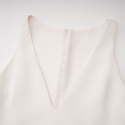 Damla Cream Asymmetrical Maxi Dress with Fringe