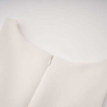 Damla Cream Asymmetrical Maxi Dress with Fringe