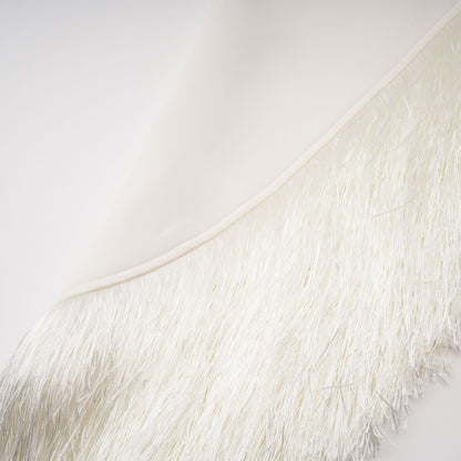 Damla Cream Asymmetrical Maxi Dress with Fringe