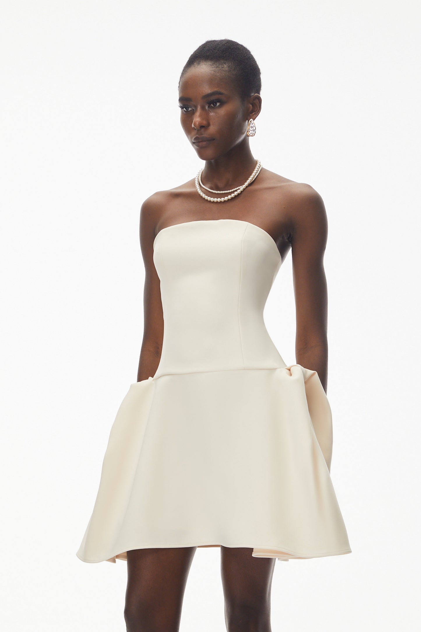 Daryna Ivory Cinched Waist Mini Dress