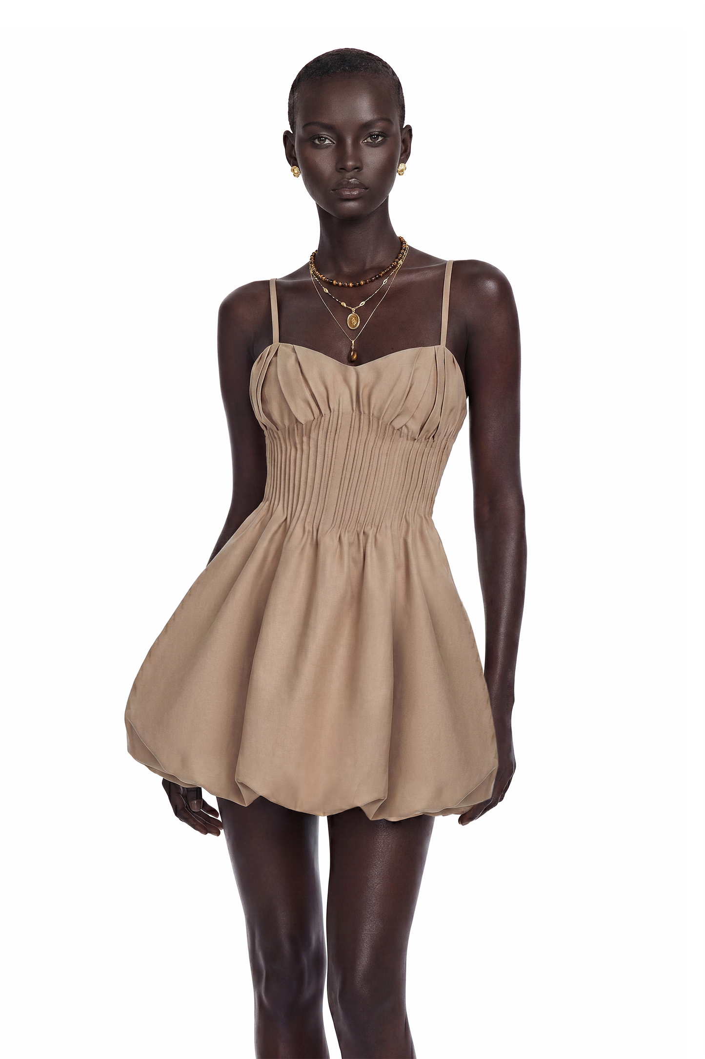 Deborah Champagne Sweetheart Pleated Mini Dress