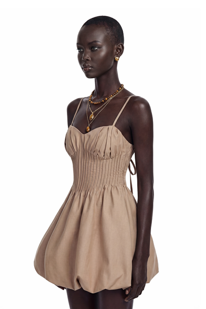 Deborah Champagne Sweetheart Pleated Mini Dress
