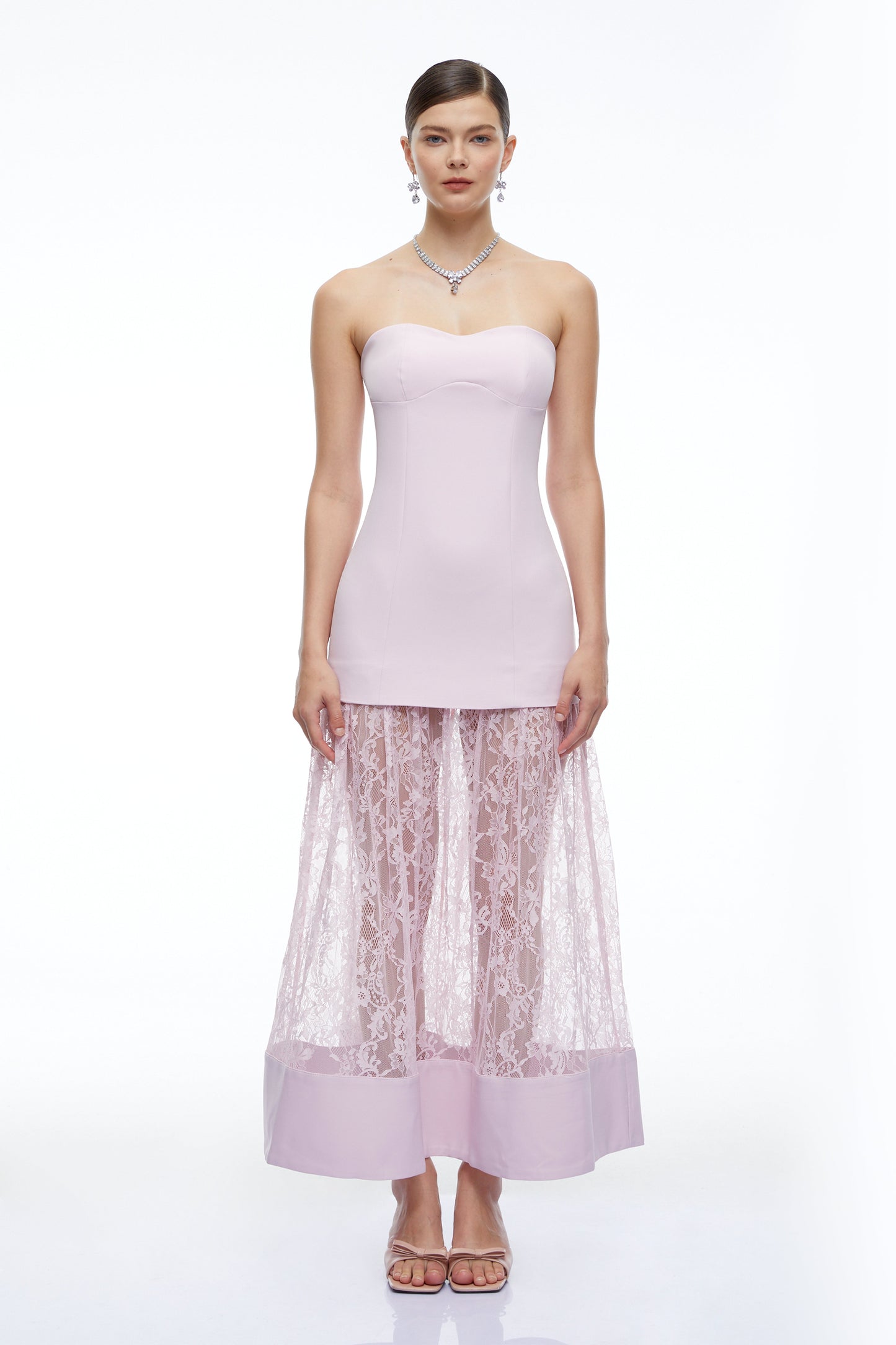 Marta Lila Straplez Sweet Heart Maxi Elbise