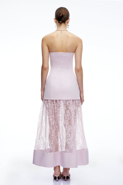 Marta Lila Straplez Sweet Heart Maxi Elbise
