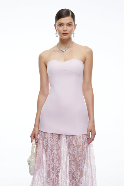 Marta Lila Straplez Sweet Heart Maxi Elbise