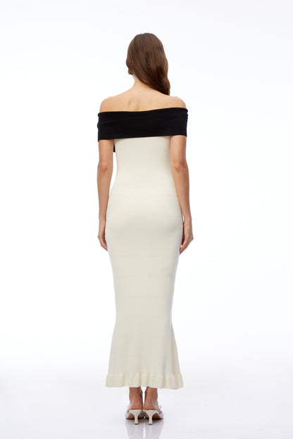 Deborah White Cross Front Maxi Dress with Fishtail Hem