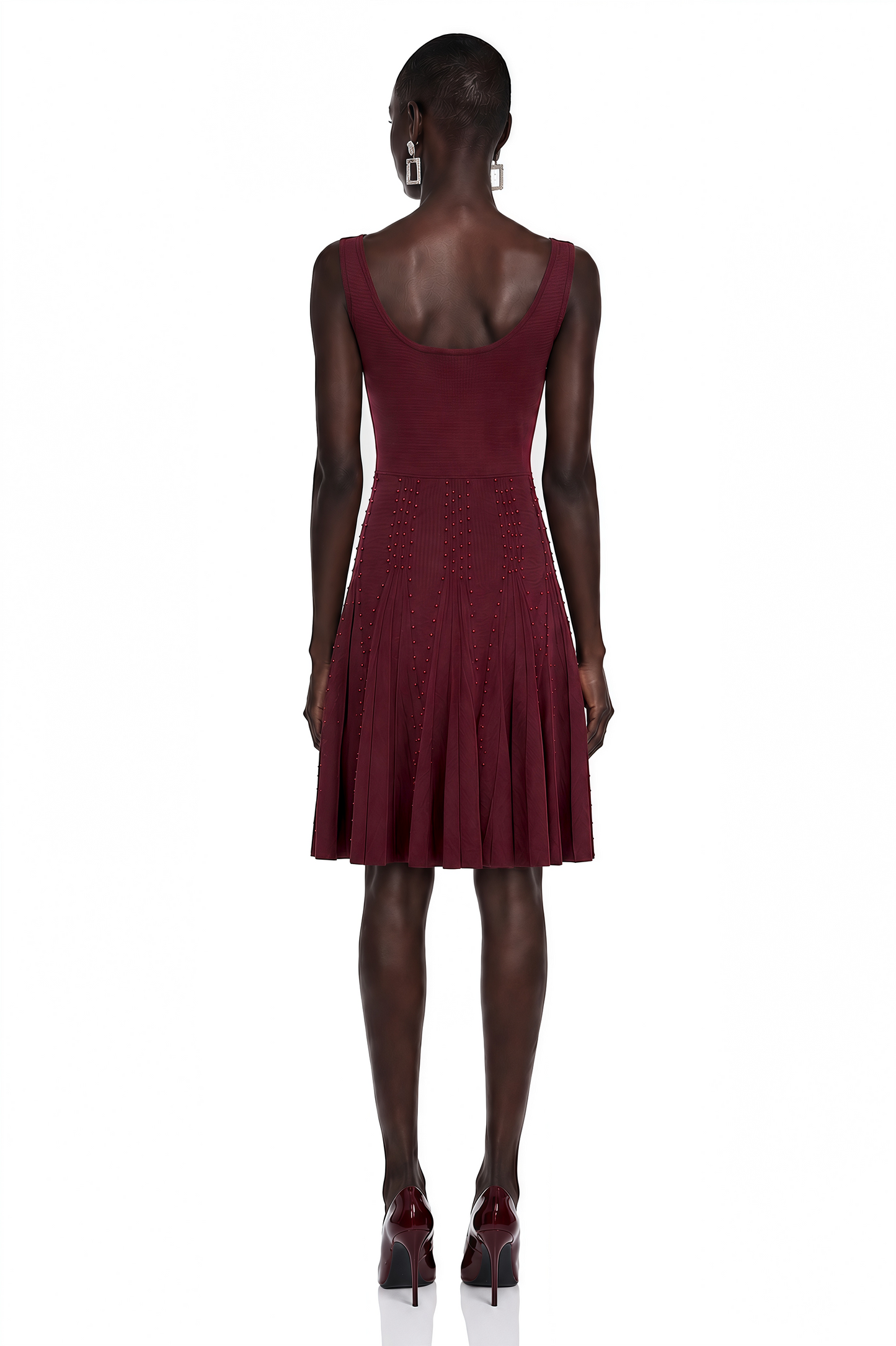 Diane Burgundy Beading Embellished Ruffled Mini Dress
