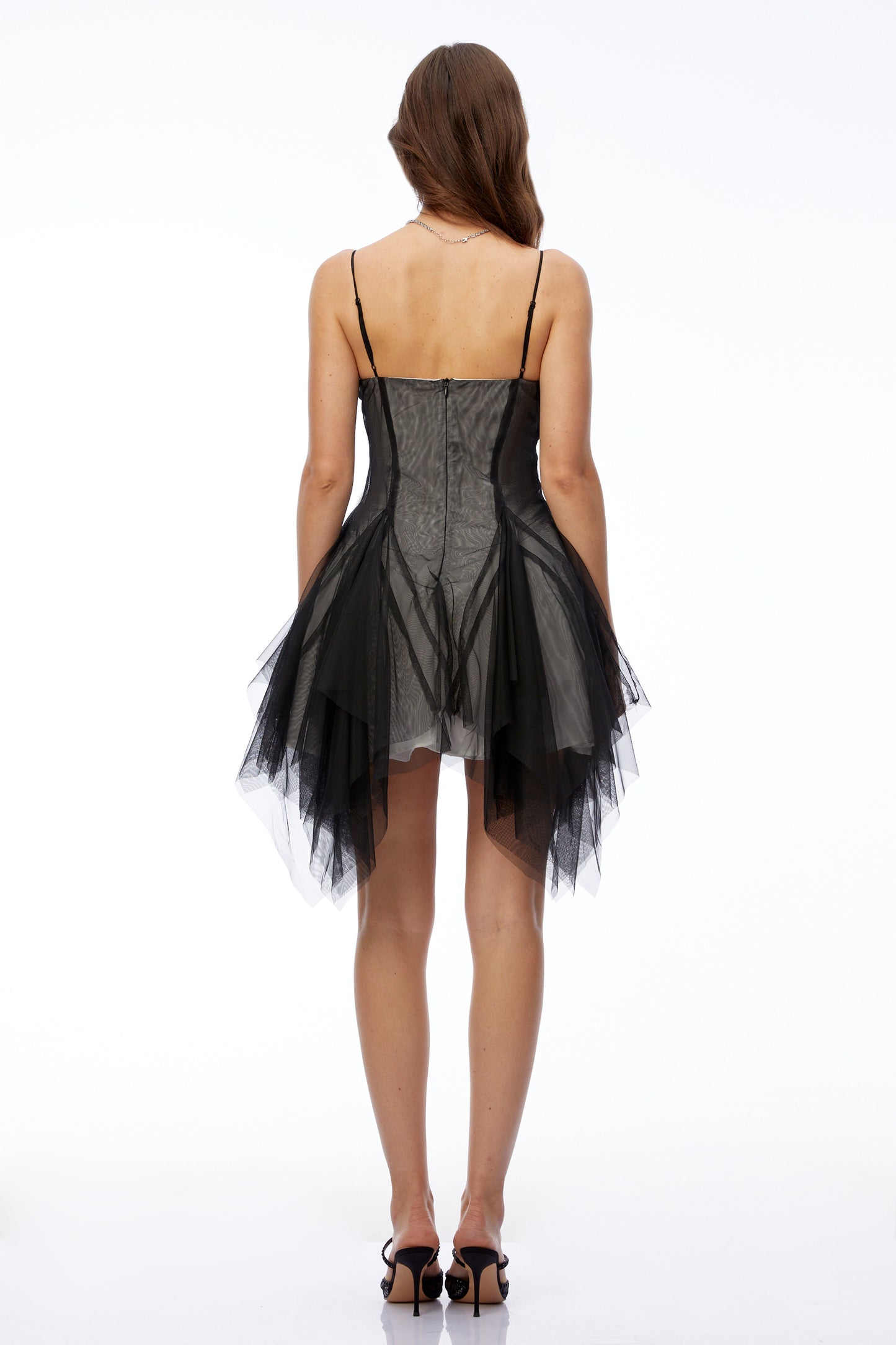 Echo Black Sweetheart Ruffled Mini Dress