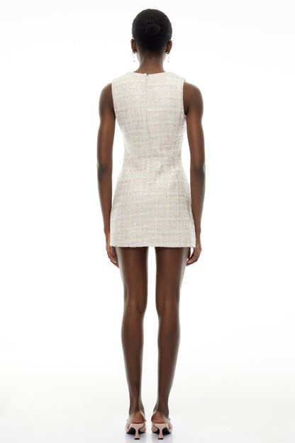 Eleanor Pink Sleeveless Mini Dress with Bow Buttons