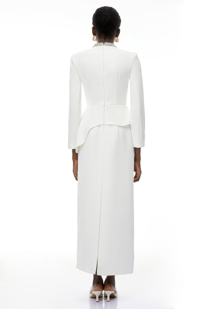 Eleri White Beaded Maxi Dress