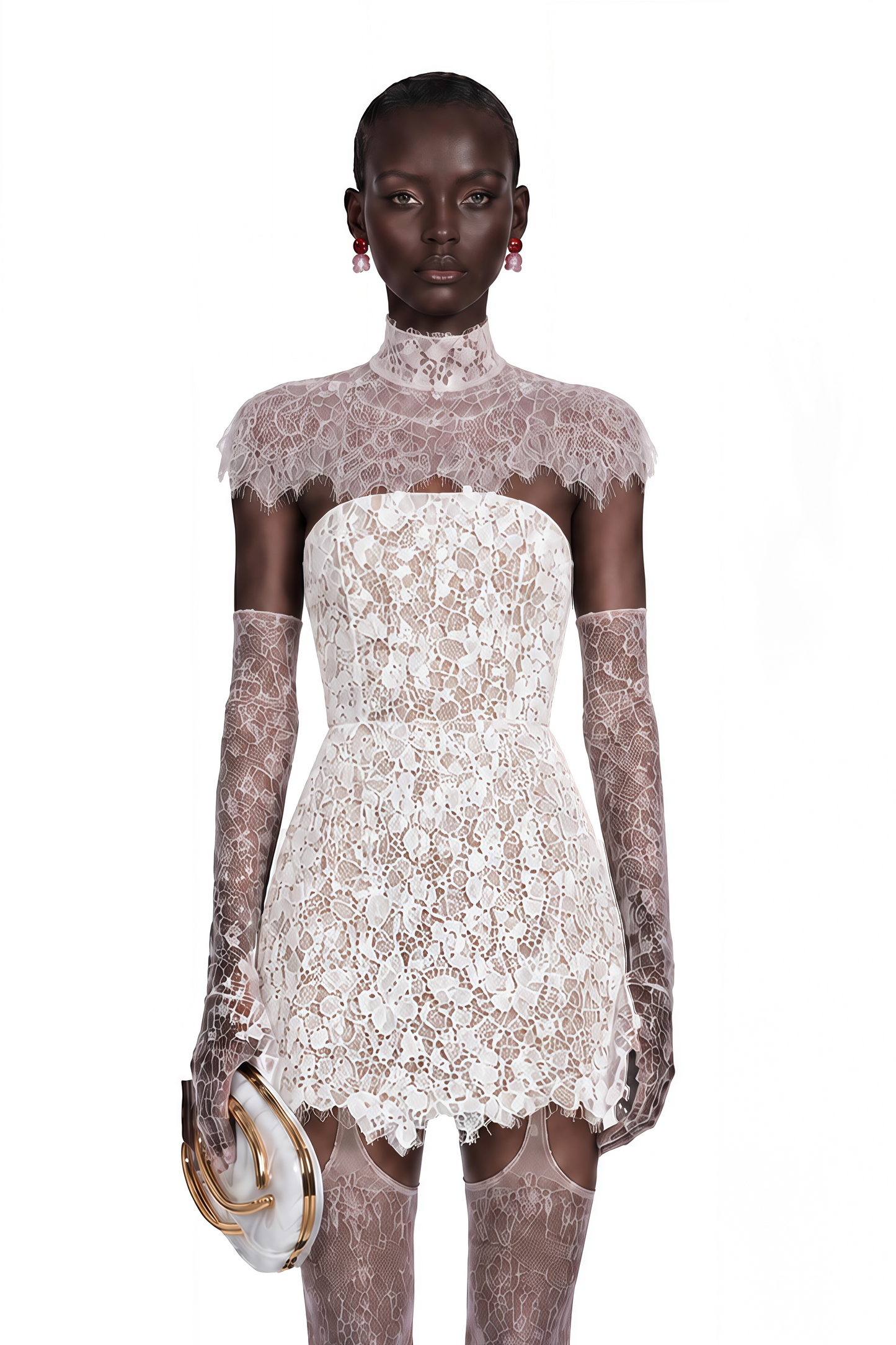 Ella White Off Shoulder Floral Lace Mini Dress