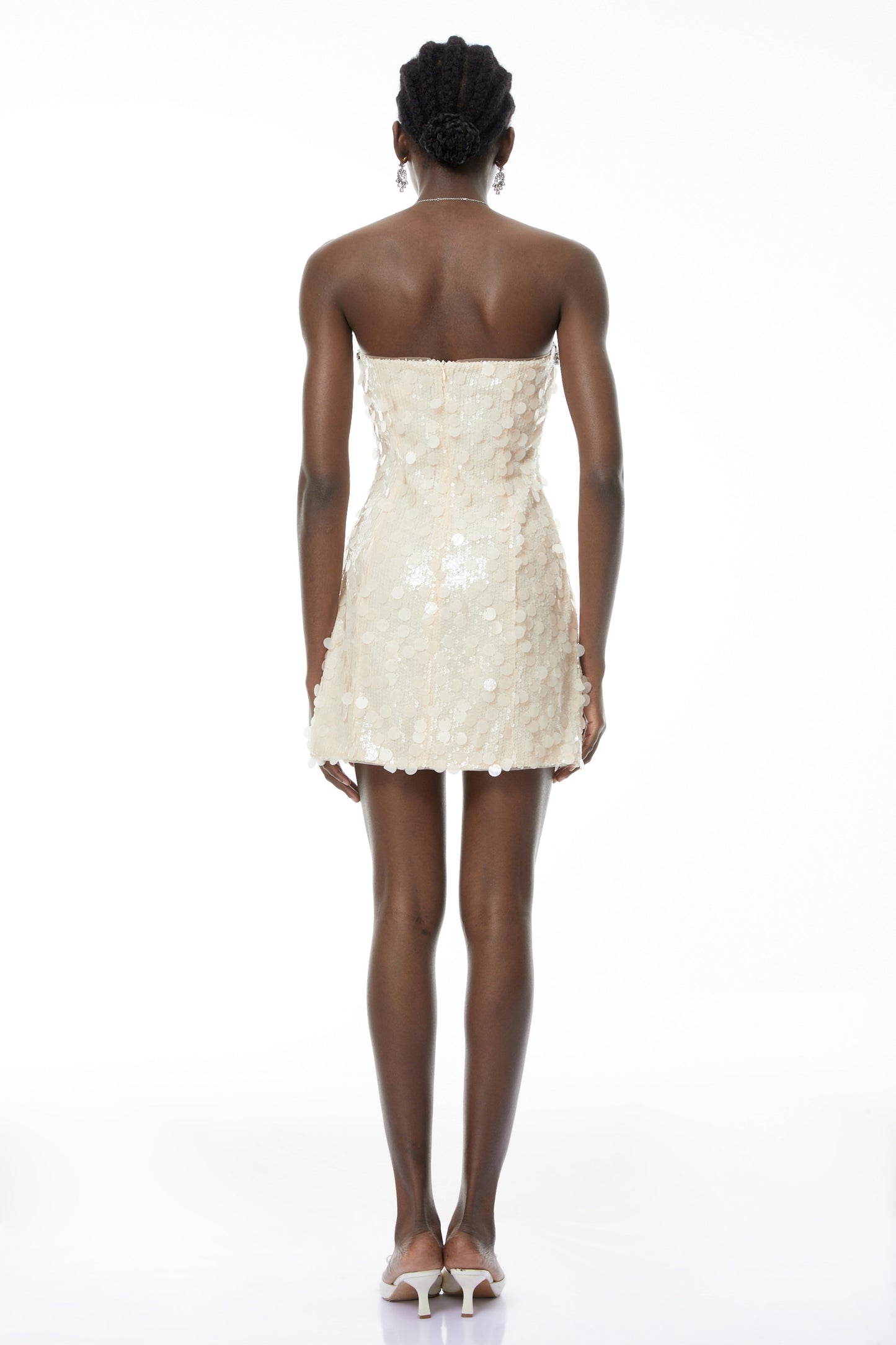 Elliana Cream White Sequin Mini Dress