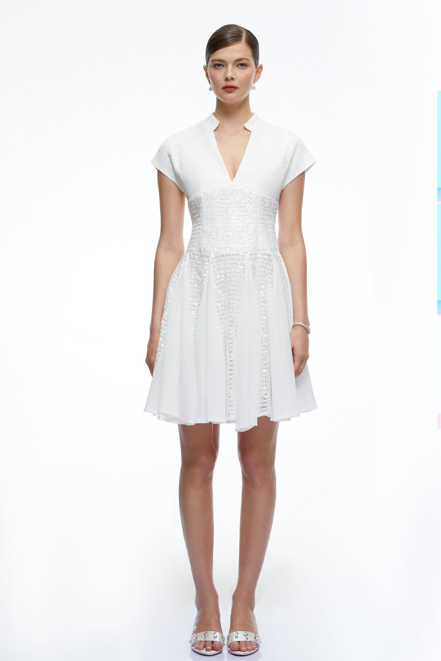 Elowen White Sequin Tulle Mini Dress