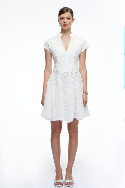Elowen White Sequin Tulle Mini Dress