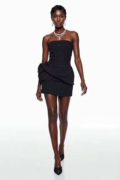 Elsie Black Off Shoulder Corset Mini Dress