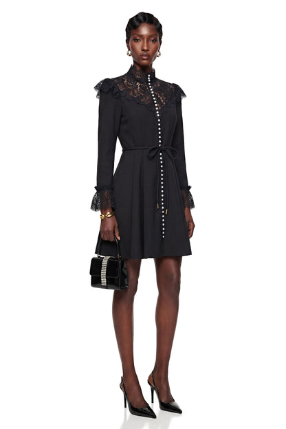 Embla Black Lace Trim Mini Dress