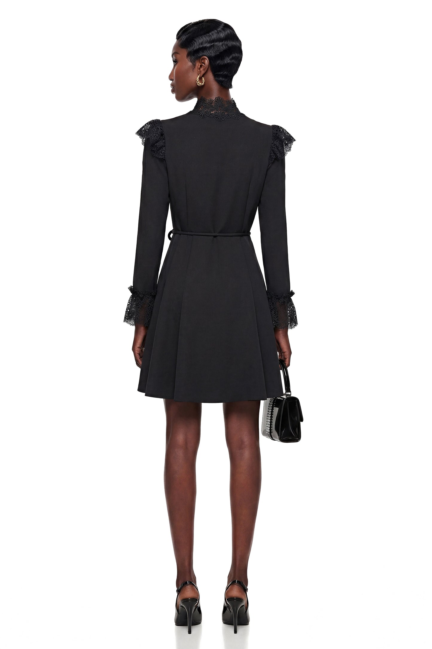 Embla Black Lace Trim Mini Dress