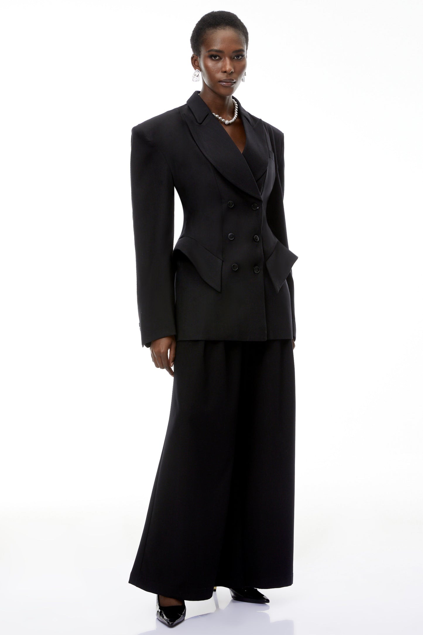 Faith Siyah Kruvaze Blazer ve Pantolon Takım